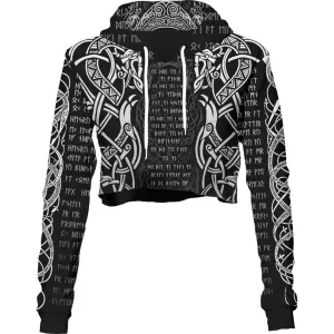 Viking Prayer Crop Hoodie