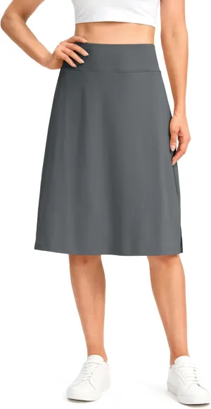 Viodia 25" Knee Length Long Skorts for Women with Pockets Dressy Casual Midi Skort Summer Travel Modest Skirts