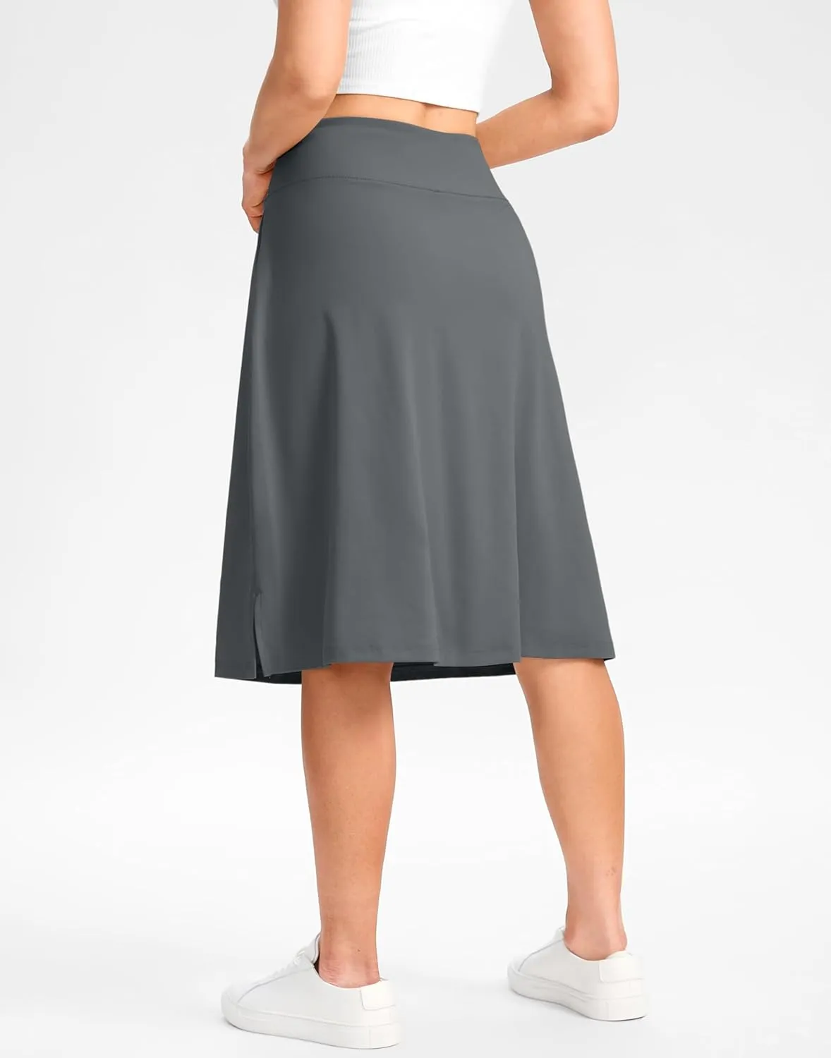 Viodia 25" Knee Length Long Skorts for Women with Pockets Dressy Casual Midi Skort Summer Travel Modest Skirts