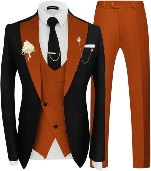 Wangyue 3 Piece Mens Tuxedo Suit Slim Fit Suits for Men Double Breasted Wedding Prom Tuxedos Blazer Vest Pants Sets 2025