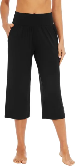 WiWi Viscose from Bamboo Soft Capri Yoga Loose Pants for Women High Waisted Comfy Pjs Capris Lounge Pajama Bottoms S-XXL