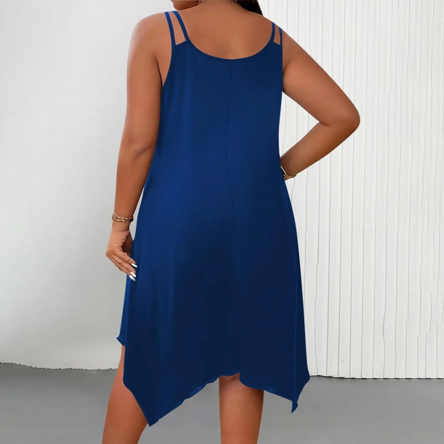 Women Summer Beach Dress Plus Size Casual Spaghetti Strap Boho Sundress Cover Up Swimwear Flowy Midi Vacation Dress