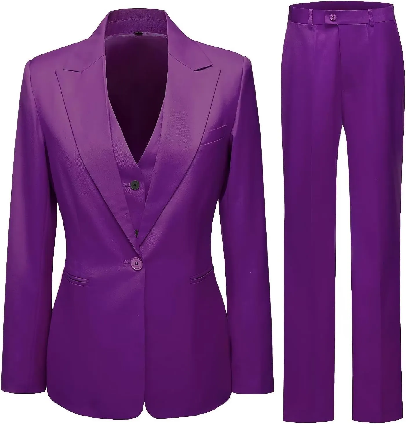 Women's 3 Piece Suit Lady Business Casual Office Pant Suits for Women Dressy One Button Slim Fit Blazer Jacket Vest Pants Set