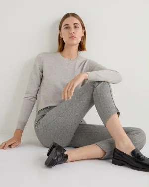 Women's Evie Classic Round Neck Cashmere Jumper With Lurex Sand Brown Sparkle