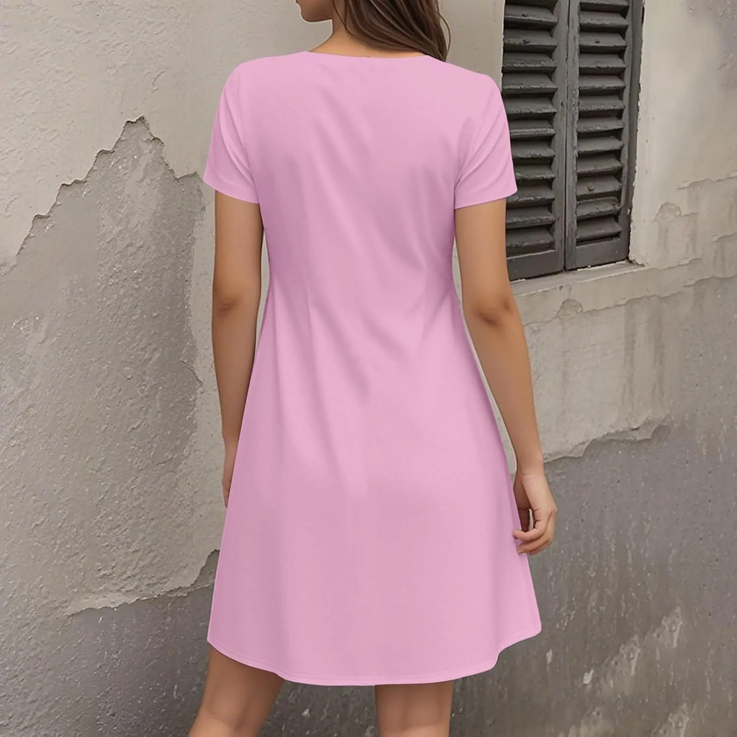 Womens Midi Floral Dresses Summer Trendy Loose Flowy A Line Dress Boho Short Sleeve V Neck Frocks
