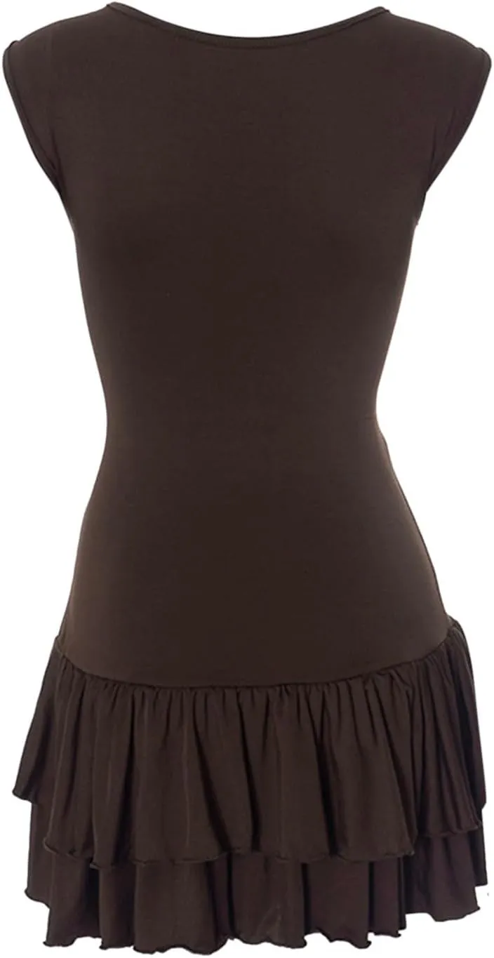 Womens Summer Mini Dress Sleeveless Crewneck Short Tank Sundress Flowy Ruffle Tiered Cocktail Party Dresses