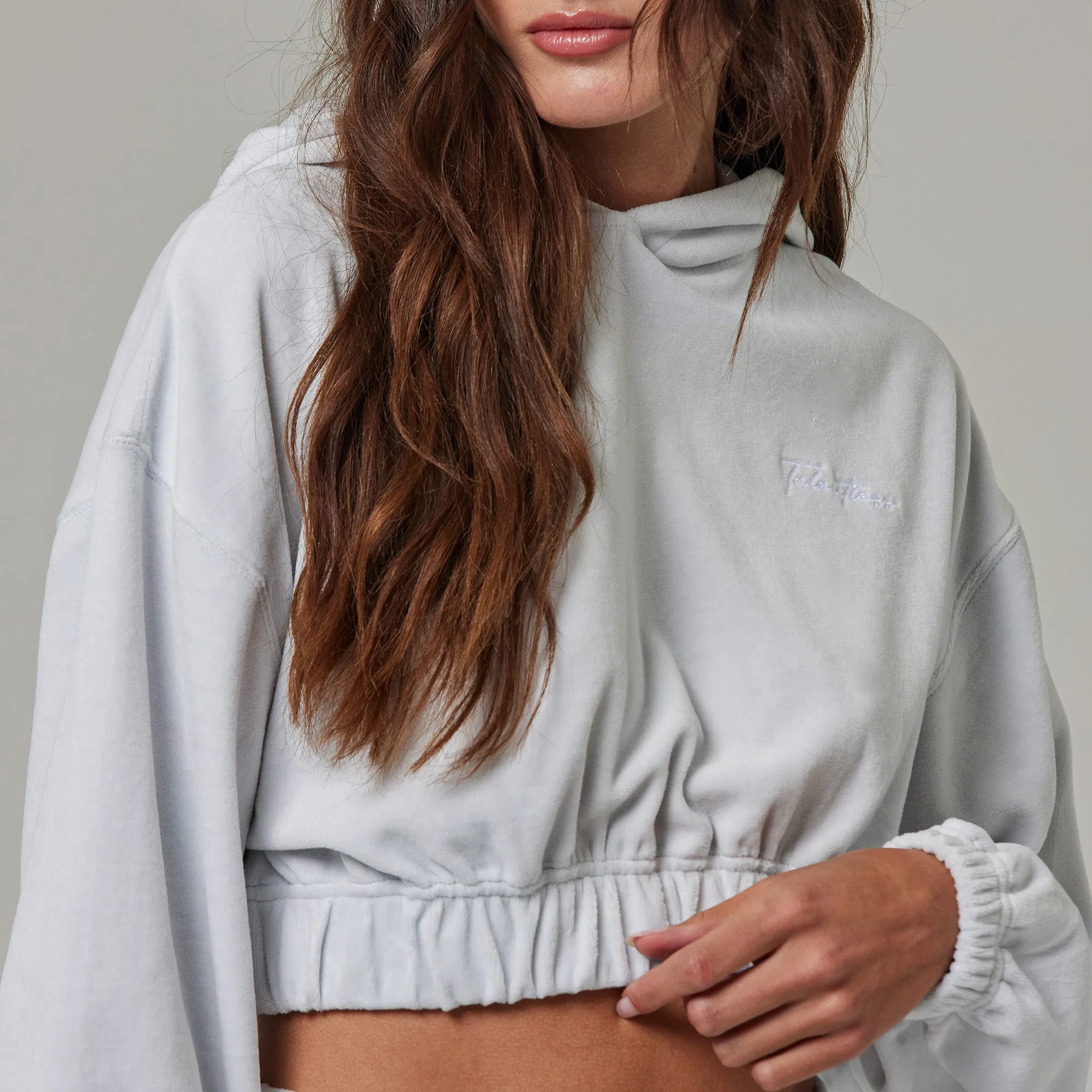 WOMENS TERRY CLOTH CROPPED HOODIE