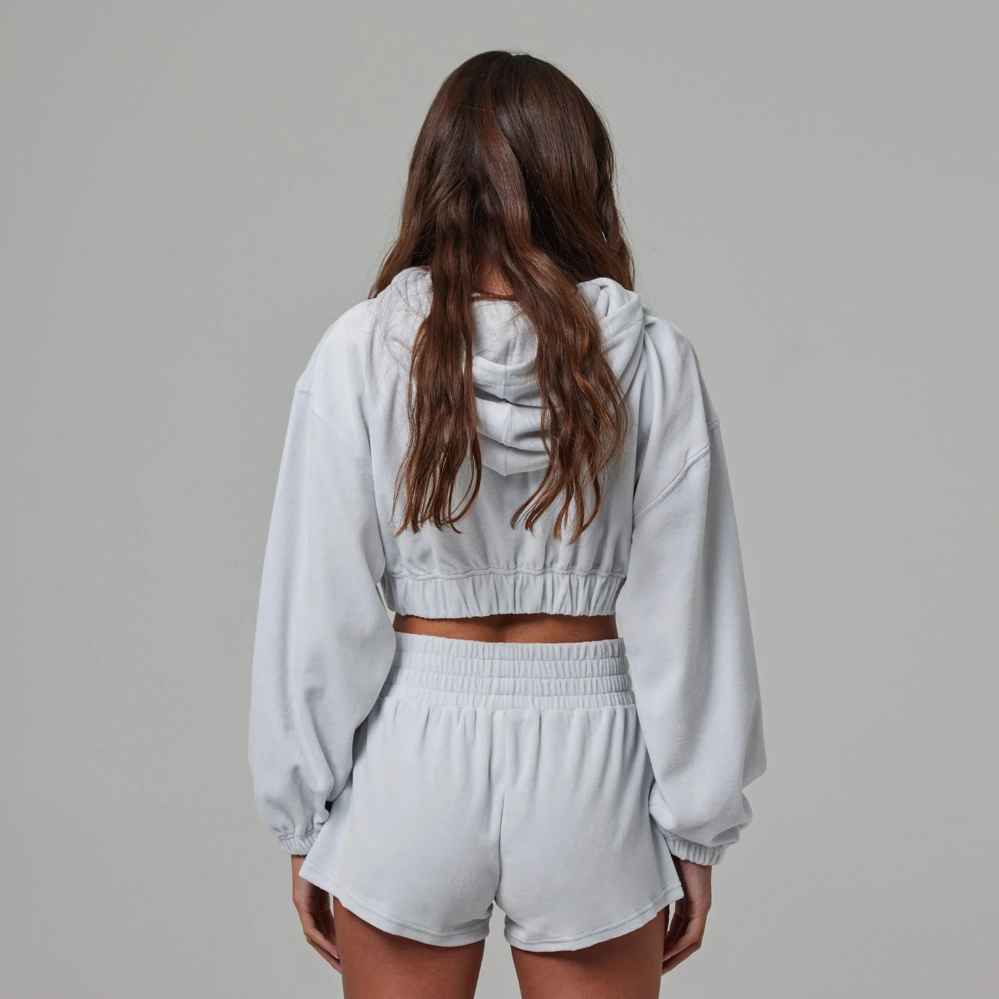 WOMENS TERRY CLOTH CROPPED HOODIE