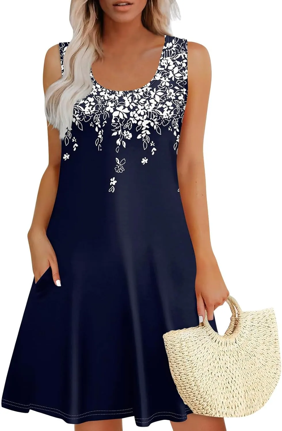 Womens Vacation Dresses 2025 Loose V Neck Short Sleeve Casual T Shirt Dress Sundresses Swimsuit Coverup with Pockets