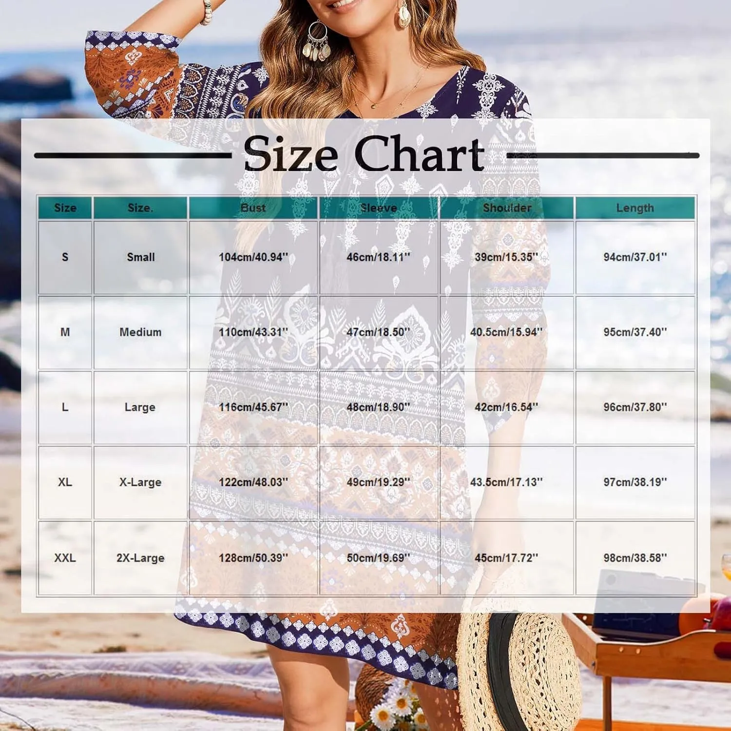 Xiaojmake Boho Dresses for Women 2025 Summer Retro Ethnic Beach Sun Dress Casual Loose V Neck 3/4 Sleeve Mini Vacation Dress