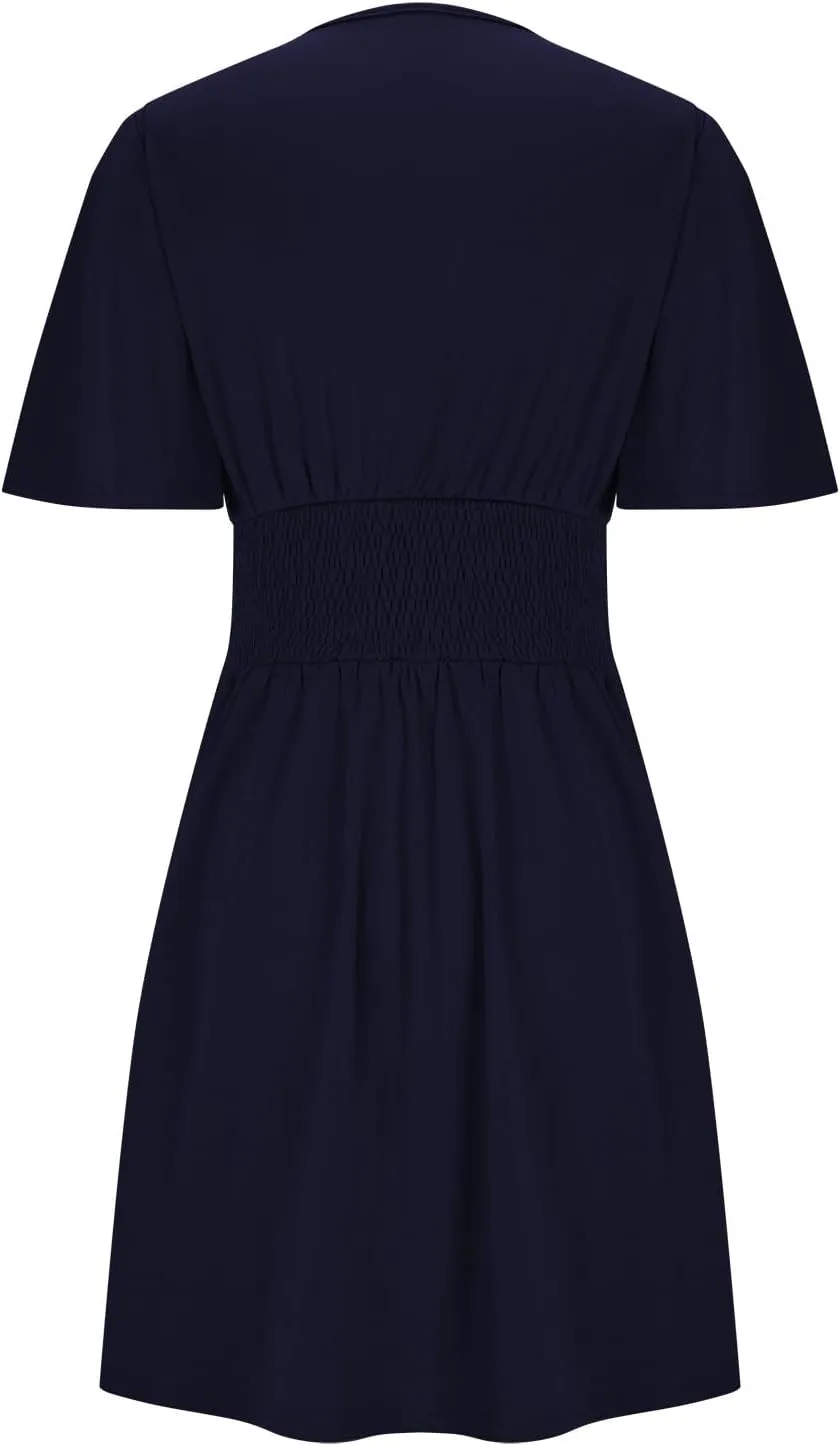 Xiaojmake Short Chiffon Bridesmaid Dress Short Sleeve V Neck Ruffle A Line Wedding Guest Dress A Line Formal Evening Gown