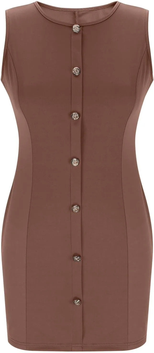 Xiaojmake Women's Formal Dresses Summer Sleeveless Button Down Short Business Dress Elegant Shift Work Office Outfits 2025