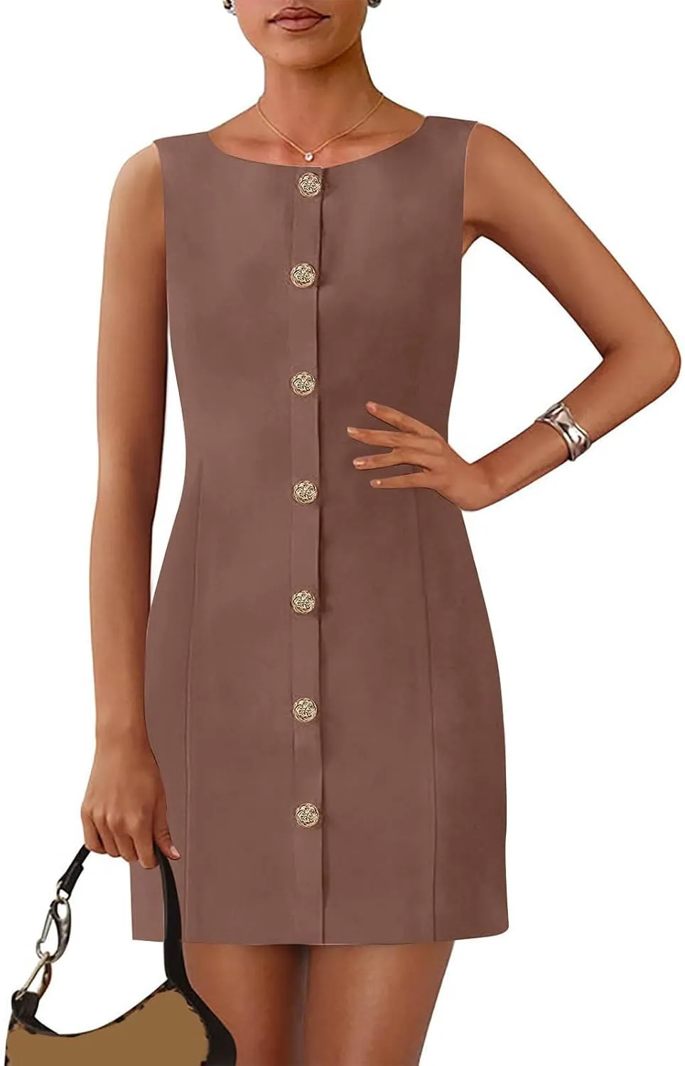 Xiaojmake Women's Formal Dresses Summer Sleeveless Button Down Short Business Dress Elegant Shift Work Office Outfits 2025