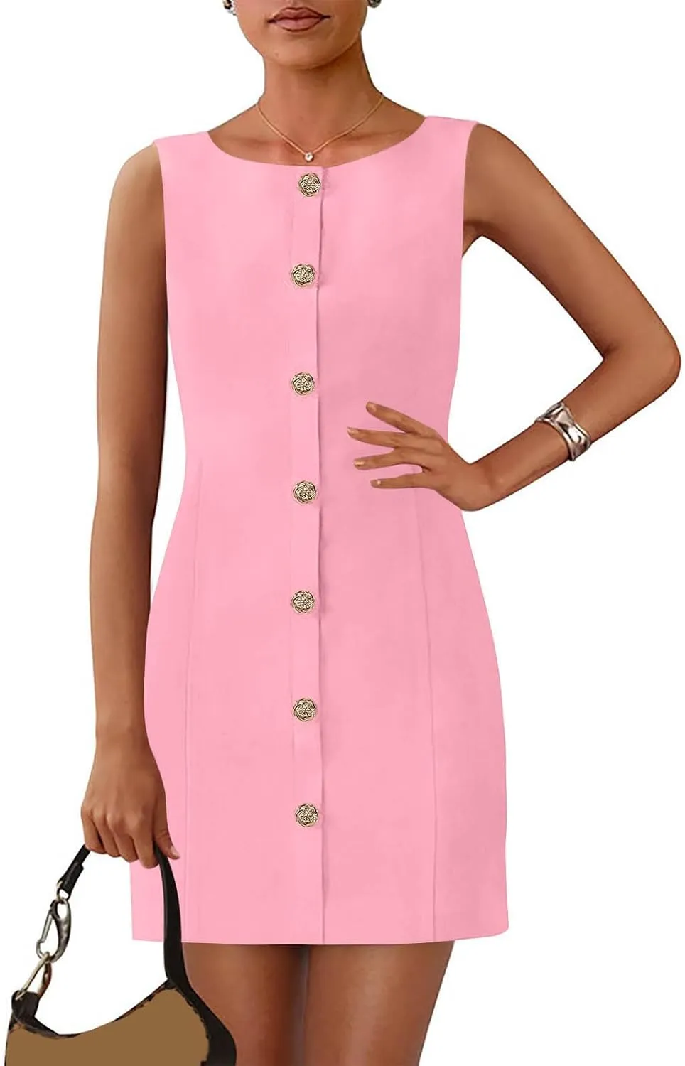 Xiaojmake Women's Formal Dresses Summer Sleeveless Button Down Short Business Dress Elegant Shift Work Office Outfits 2025