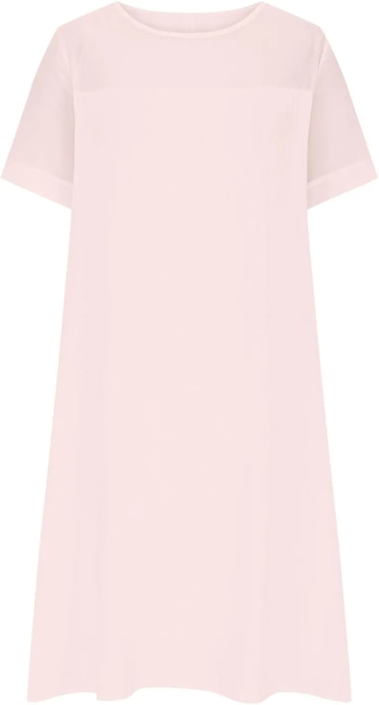 Xiaojmake Womens Loose Cotton Gauze Crew Neck Midi Dress 2025 Summer Plus Size Casual Comfy Short Tunic Dresses with Pockets