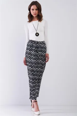 Zigzag Print High-Waisted Wrap Pegged Pants